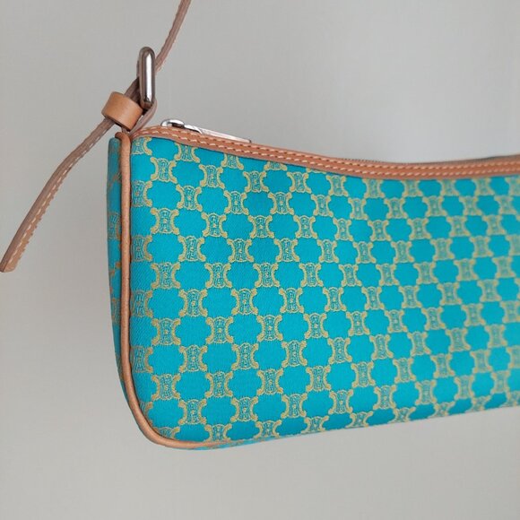 CELINE Turquoise Macadam Mini Shoulder Bag - Picture 6 of 17